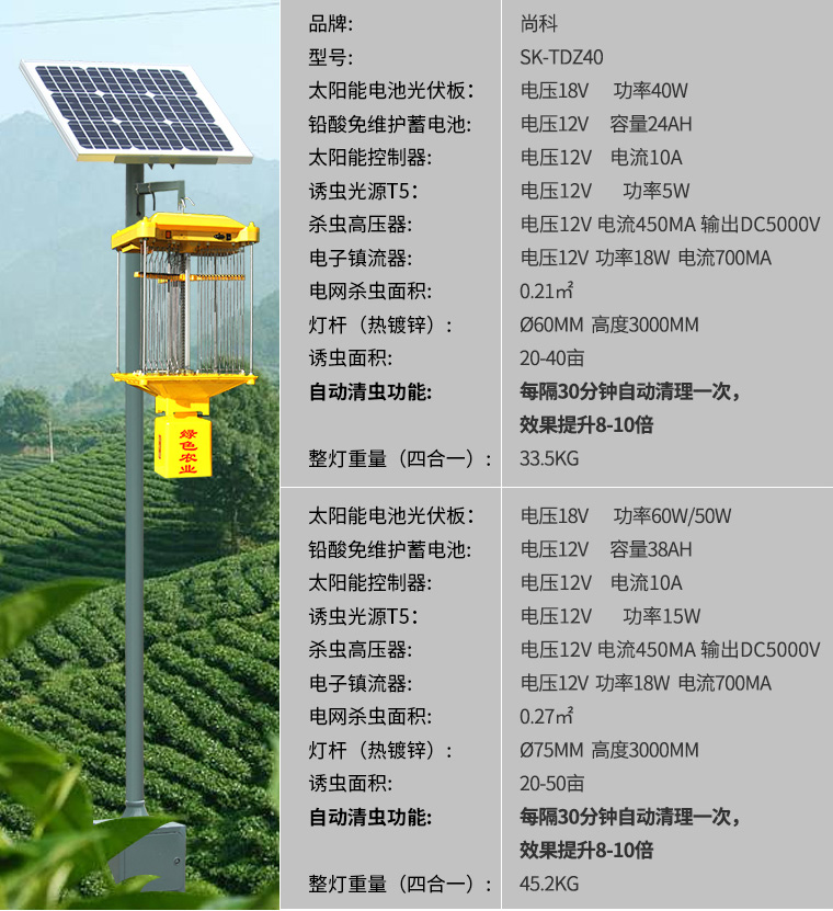 海南户外高杆杀虫灯太阳能供电产品参数